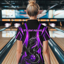 Load image into Gallery viewer, Custom Purple Dragon Bowling Jerseys, Dragon Bowling Women Quarter-Zip Bowling League Shirt IPHW8928