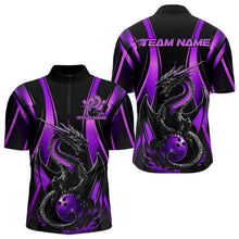 Load image into Gallery viewer, Custom Purple Dragon Bowling Jerseys, Dragon Bowling Men Quarter-Zip Shirts Bowling League Shirt IPHW8928