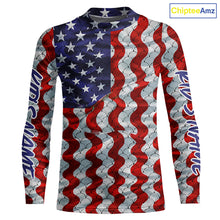 Load image into Gallery viewer, Personalized American Flag Long Sleeve Fishing Shirts Uv Protection, Patriotic Fishing Apparel IPHW6837