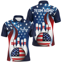 Load image into Gallery viewer, American Flag Custom Patriotic Bowling Shirts For Men, Team Bowling League Shirts Uniform IPHW7555