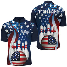 Load image into Gallery viewer, American Flag Custom Patriotic Bowling Shirts For Men, Team Bowling League Shirts Uniform IPHW7555