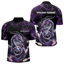 Load image into Gallery viewer, Custom Black And Purple Thunder Lightning Dragon Bowling Team Quarter-Zip Shirts For Men IPHW8678