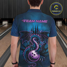 Load image into Gallery viewer, Custom Blue And Purple Dragon Bowling Polo Shirts For Men, Dragon League Team Shirt IPHW9533