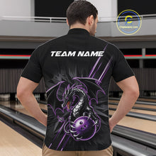 Load image into Gallery viewer, Custom Black And Purple Dragon Bowling Quarter-Zip Shirts For Men, Dragon Bowling Team Shirt IPHW9538