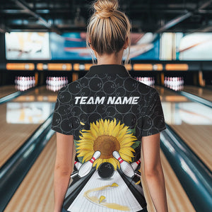 Custom Sunflower Bowling Polo Shirts For Women, Sunflower Bowling Team Jerseys IPHW8436
