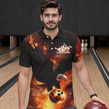 Load image into Gallery viewer, Custom Flame Eagle Bowling Polo Shirts For Men, Ealge Bowling Team Shirt With Name IPHW8447