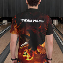 Load image into Gallery viewer, Custom Flame Eagle Bowling Polo Shirts For Men, Ealge Bowling Team Shirt With Name IPHW8447