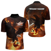 Load image into Gallery viewer, Custom Flame Eagle Bowling Quarter-Zip Shirts For Men, Ealge Bowling Team Shirt With Name IPHW8447