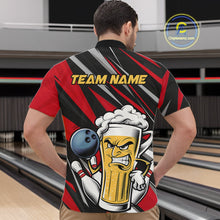 Load image into Gallery viewer, Custom Funny Red Bowling Jerseys Bowling And Beer Men Quarter-Zip Shirts, Bowling Jerseys IPHW10532