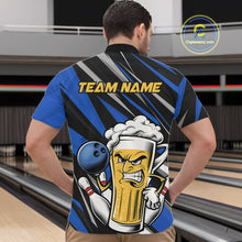Load image into Gallery viewer, Custom Funny Blue Bowling Jerseys Bowling And Beer Men Quarter-Zip Shirts, Bowling Jerseys IPHW10533