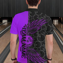 Load image into Gallery viewer, Black And Purple Custom Bowling Ball And Wings Bowling Polo Shirts For Men, Team Uniform IPHW8693