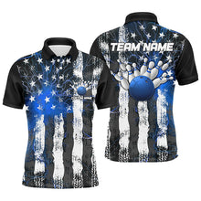 Load image into Gallery viewer, Blue Lightning American Flag Custom Unisex Bowling Team Jerseys, Patriotic Bowling Team Shirts IPHW6177