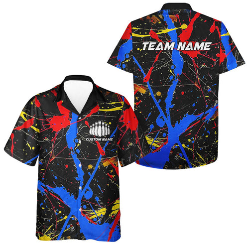 Personalized Colorful Bowling Hawaiian Shirts For Men, Custom Name Bowling Team Jerseys IPHW6181