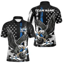 Load image into Gallery viewer, Custom Blue Line American Flag Eagle Bowling Men Polo Shirt, Patriotic US Bowling Shirt IPHW8941