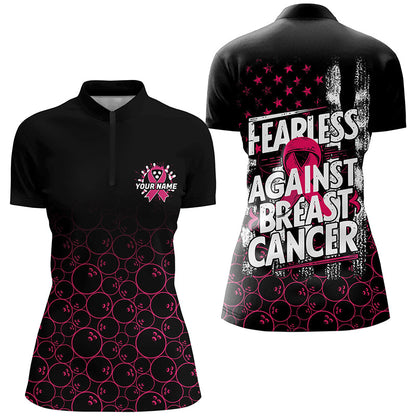 Fearless Against Breast Cancer Custom Bowling Shirts, Breast Cancer Awareness Team Jersey IPHW7010