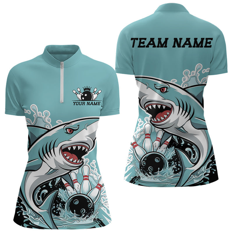 Shark Custom Bowling Jerseys, Shark Bowling Tournament Quarter-Zip Shirts For Women IPHW8008
