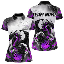 Load image into Gallery viewer, Black And Purple Thunder Lightning Custom Dragon Bowling Women Polo Shirts, Bowling Uniform IPHW8695
