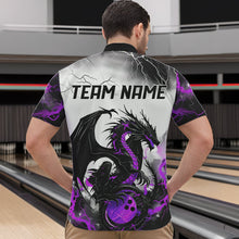 Load image into Gallery viewer, Black And Purple Thunder Lightning Custom Dragon Bowling Men Quarter-Zip Shirts, Bowling Uniform IPHW8695