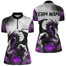 Load image into Gallery viewer, Black And Purple Thunder Lightning Custom Dragon Bowling Women Quarter-Zip Shirts IPHW8695