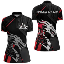 Load image into Gallery viewer, Custom Black And Red Dragon Bowling Jerseys, Bowling Team Women Quarter-Zip Shirts IPHW8701