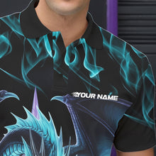 Load image into Gallery viewer, Custom Blue Flame Dragon Bowling Polo Shirts For Men, Dragon Bowling Team Jerseys IPHW8959