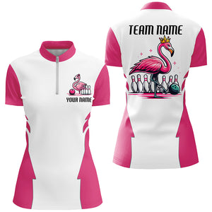 Pink Flamingo Custom Bowling Tournament Team Shirts For Women, Bowling Team Jerseys IPHW6681