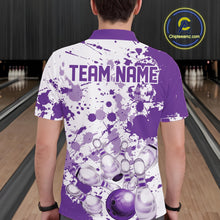 Load image into Gallery viewer, Custom Purple Splatter Bowling Team League Shirts For Men, Bowling Jerseys Bowler Outfit IPHW10595