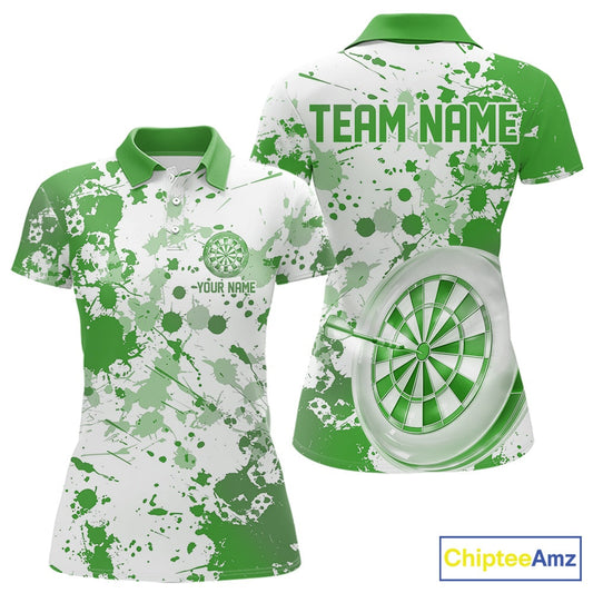 Custom Green Splatter Dartboard Darts Team Shirt For Women, Dart League Jerseys For Players IPHW10598