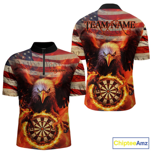 Custom Patriotic Eagle We The People Flame Darts Shirt For Men, Vintage US Flag Dart Shirt IPHW10600