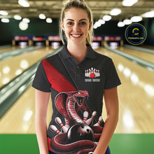 Load image into Gallery viewer, Custom Black And Red Cobra Snake Bowling Team Jerseys, Women Bowling Polo Shirts IPHW11085