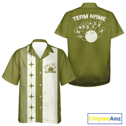 Custom Vintage Bowling Hawaiian Shirt For Men And Women, Bowling Team Button Up Shirt IPHW10062
