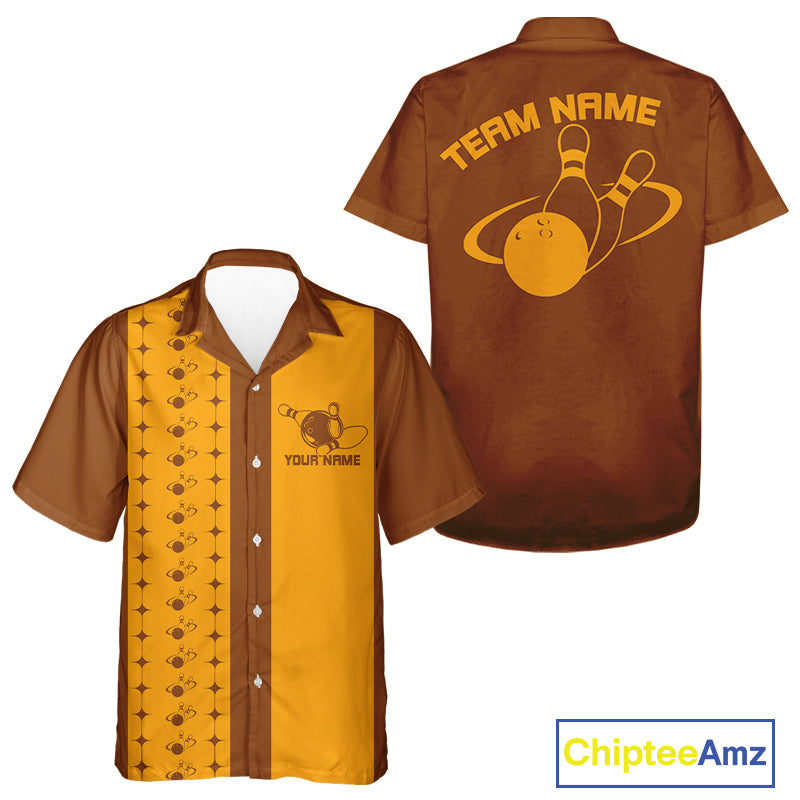 Custom Vintage Bowling Hawaiian Shirt For Men And Women, Bowling Team Button Up Shirt IPHW10064
