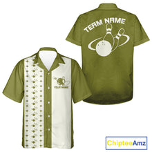 Load image into Gallery viewer, Custom Vintage Bowling Hawaiian Shirt For Men And Women, Bowling Team Button Up Shirt IPHW10064