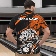 Load image into Gallery viewer, Custom Black And Orange Wolf Bowling Men Quarter-Zip Shirts, Wolf Bowling League Shirt Team Uniform IPHW8715