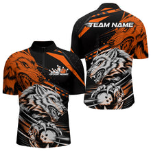 Load image into Gallery viewer, Custom Black And Orange Wolf Bowling Men Quarter-Zip Shirts, Wolf Bowling League Shirt Team Uniform IPHW8715