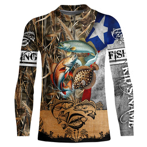 Texas Slam Camo Fishing TX Flag Custom Name Sun Protection Fishing Shirts Personalized Fishing gifts NQS337