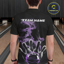 Load image into Gallery viewer, Custom Purple Smoke Bowling Polo Team Shirts For Men, Flame Bowling League Shirt IPHW9563
