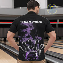 Load image into Gallery viewer, Custom Purple Smoke Bowling Quarter-Zip Team Shirts For Men, Flame Bowling League Shirt IPHW9563
