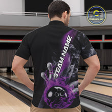 Load image into Gallery viewer, Custom Purple Flame Strike Bowling Team Quarter-Zip Shirts For Men, Fire Bowling Jerseys IPHW9571