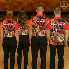 Load image into Gallery viewer, Custom Funny Turkey Bowling Shirts For Men, Orange Thanksgiving Bowling Shirt Team Uniform IPHW7587