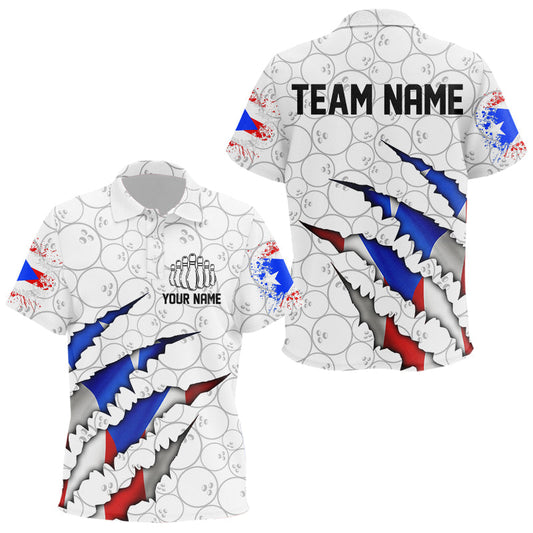 Personalized Puerto Rico Flag Bowling Polo Shirts For Kid, Puerto Rico Bowling Jerseys IPHW8725