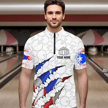 Load image into Gallery viewer, Personalized Puerto Rico Flag Bowling Quarter-Zip Shirts For Men, Puerto Rico Bowling Jerseys IPHW8725