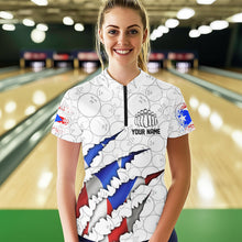 Load image into Gallery viewer, Personalized Puerto Rico Flag Bowling Women Quarter-Zip Shirts, Puerto Rico Bowling Jerseys IPHW8725