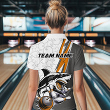Load image into Gallery viewer, Custom Orange Shark Bowling Women Quarter-Zip Shirts, Shark Bowling Team Tournament Outfits IPHW8730