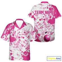 Load image into Gallery viewer, Custom Pink Bowling Hawaiian Shirts For Men, Splatter Bowling Team Jerseys With Name IPHW7052