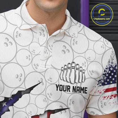 Personalized American Flag Bowling Team Shirts For Men And Women Patriotic Bowling Gifts IPHW5523