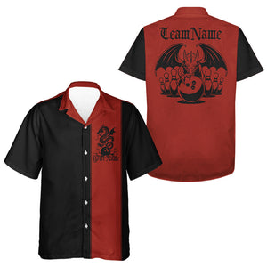 Black And Red Custom Dragon Bowling Hawaiian Shirts For Men And Women, Classic Retro Bowling Team Shirt IPHW8275