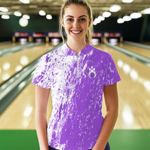 Load image into Gallery viewer, Personalized White And Purple Bowling Women Quarter-Zip Shirt, Bowling Tournament Outfits IPHW8744