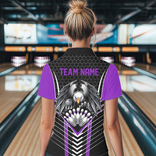 Load image into Gallery viewer, Custom Black And Purple Eagle Bowling Jerseys, Bowling Team Women Polo Shirt Bowlers Outfit IPHW8749