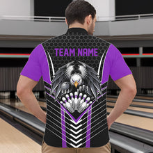 Load image into Gallery viewer, Custom Black And Purple Eagle Bowling Jerseys, Bowling Team Men Quarter-Zip Shirts Bowlers Outfits IPHW8749